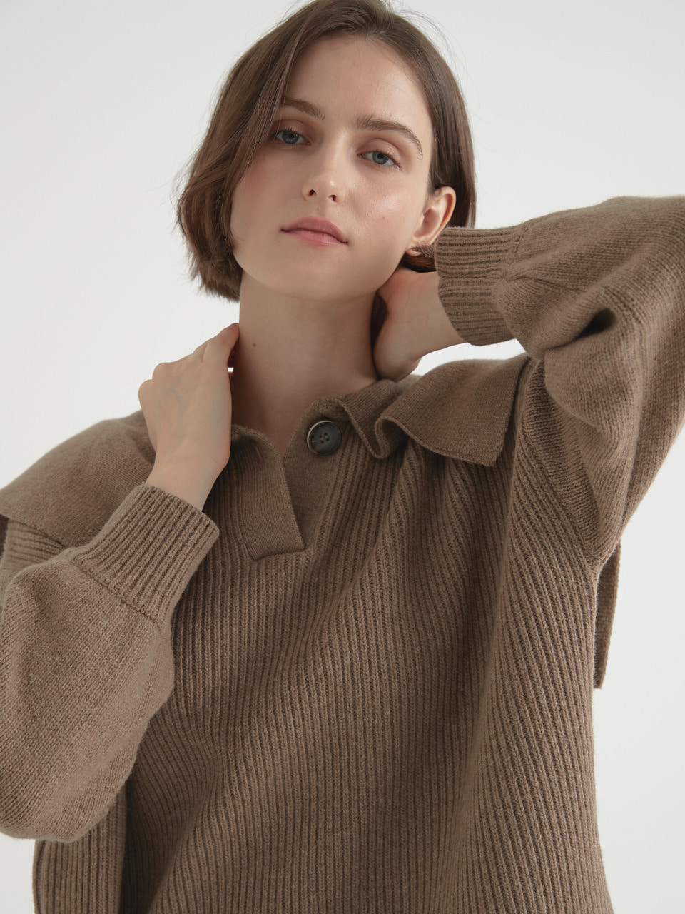 Cashmere blended sailor pullover - Cocoa