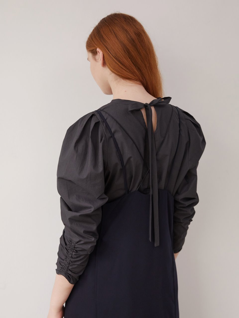 2 way volume blouse - Charcoal