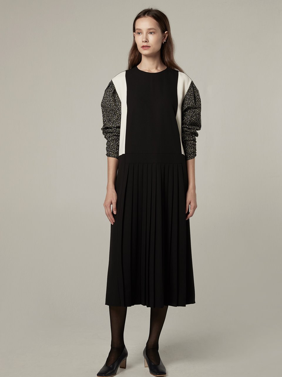 Colourway pleats dress - Black