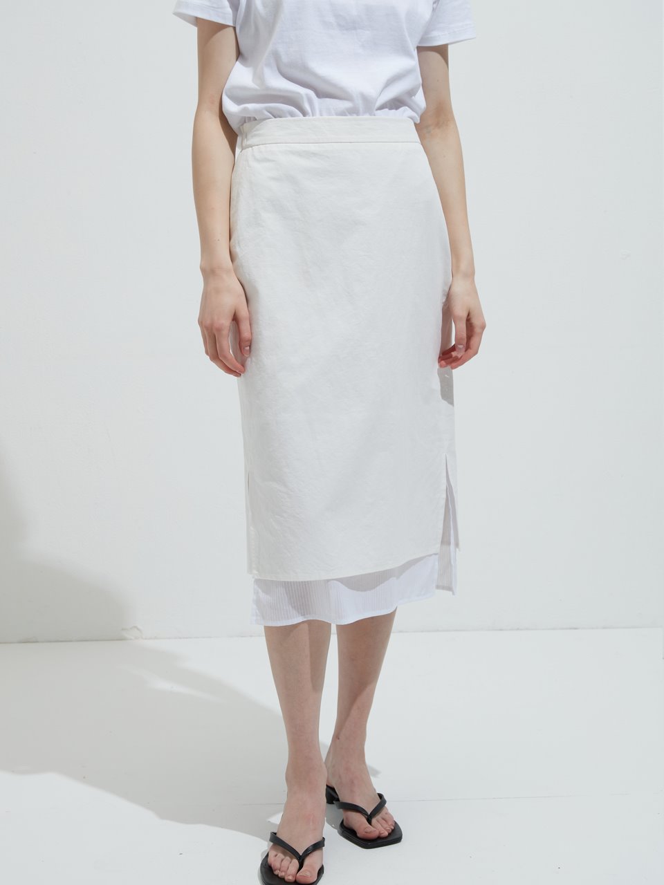 [REFURB SALE] Twofold linen skirt - White