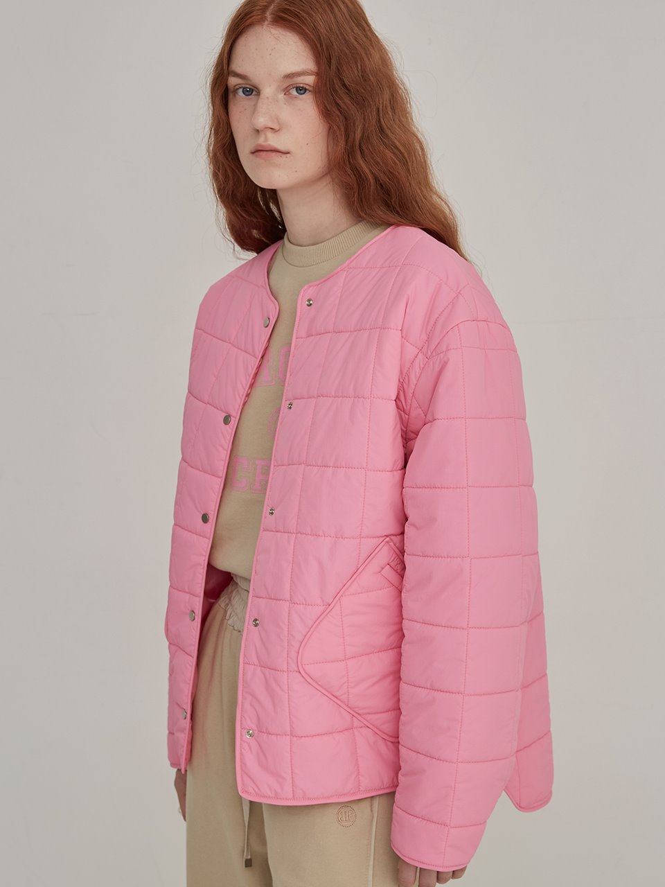 Square quilted jumper - Pink