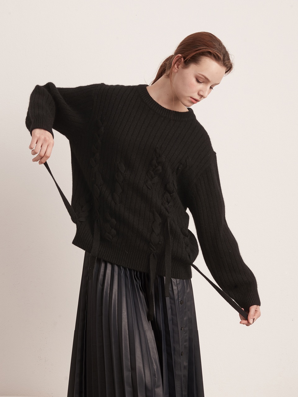 Angora Taped Knitwear- Black