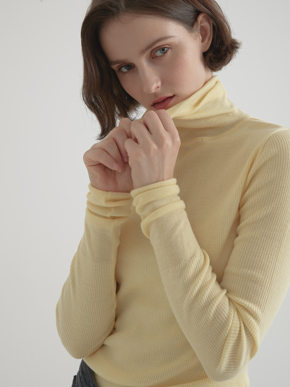 Cashmere blended 16gaze pullover knitwear - Lemon yellow