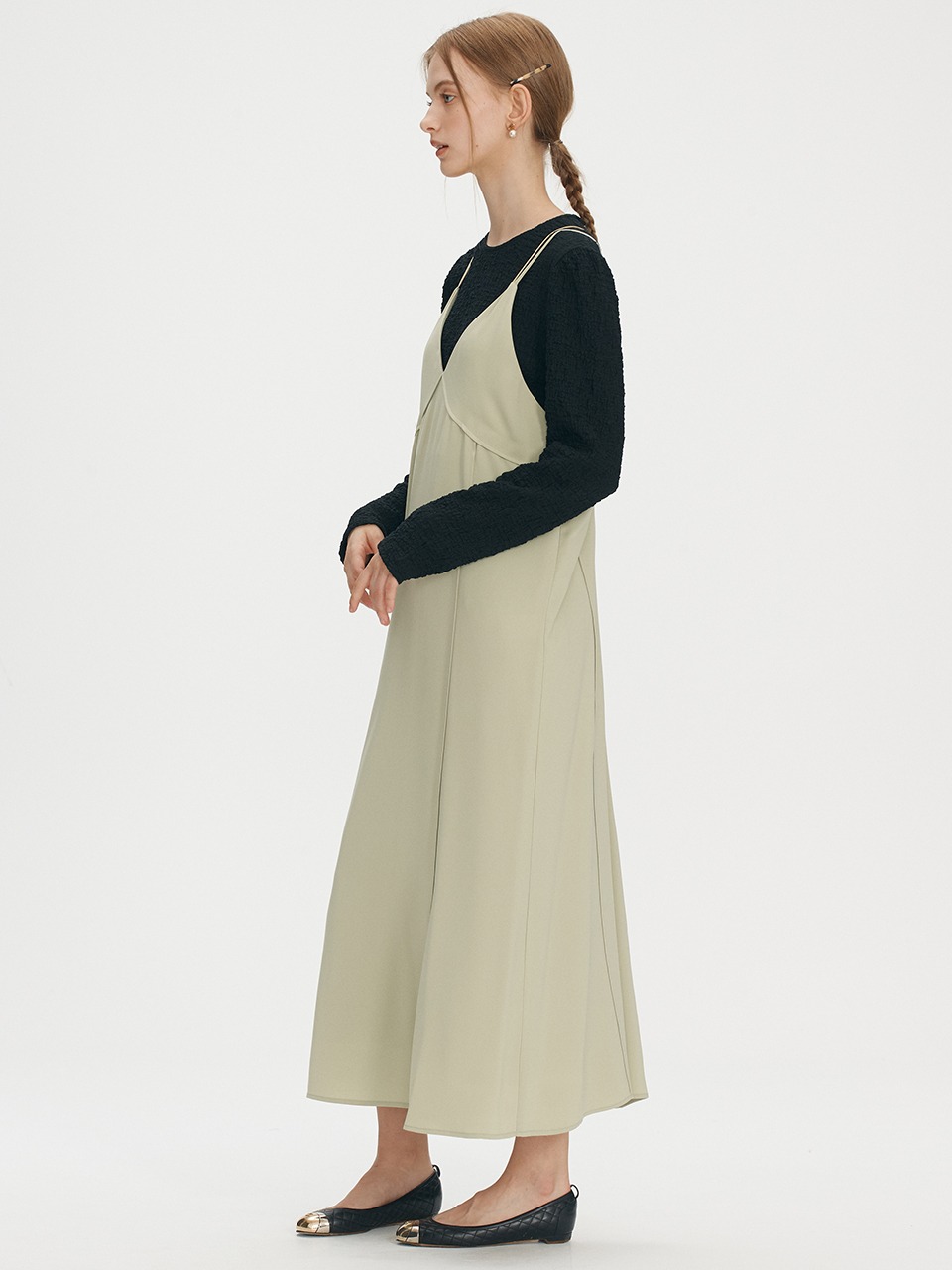 Back point layered dress - Mint