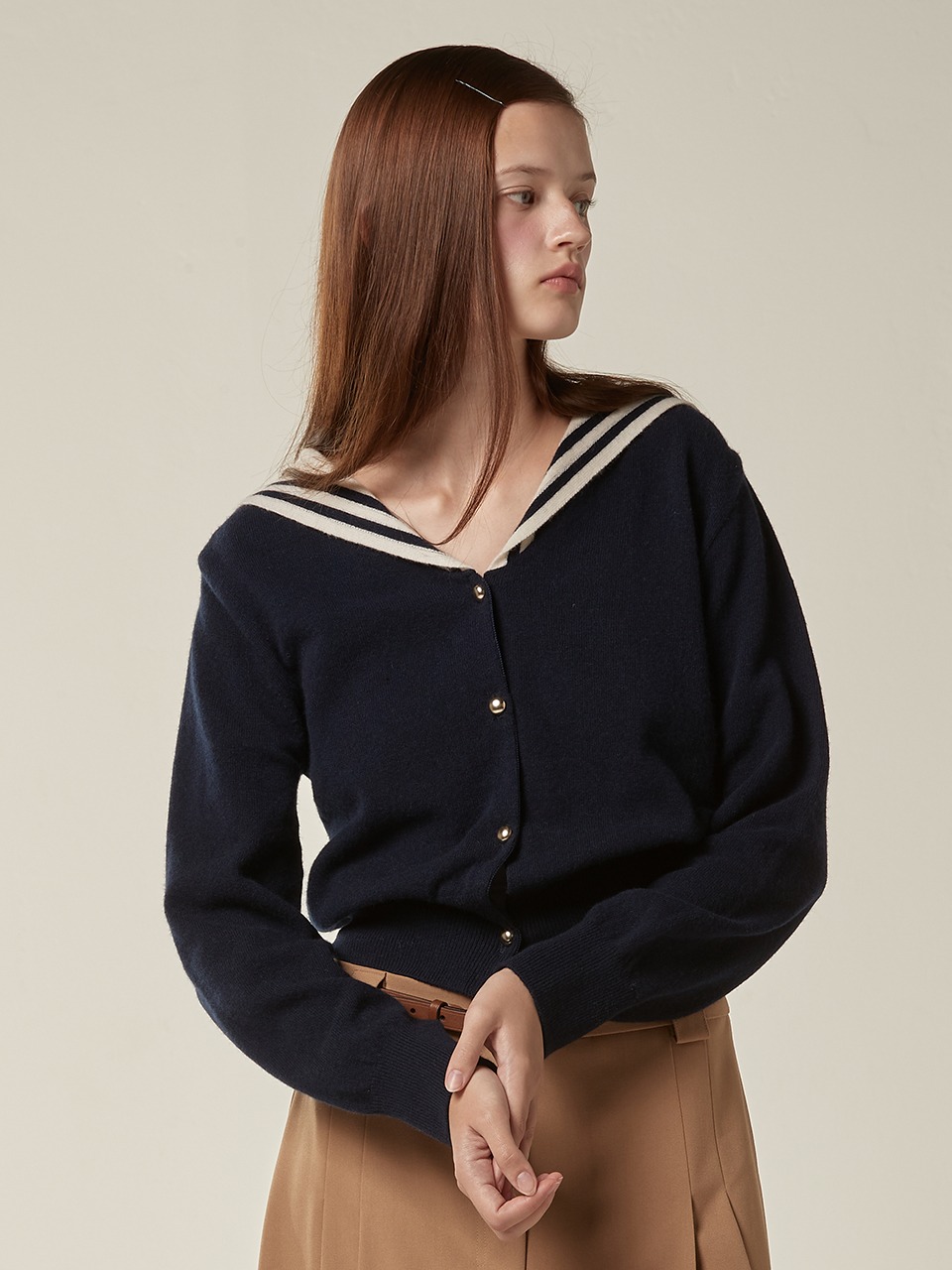 Sailor cashmere cardigan - Navy