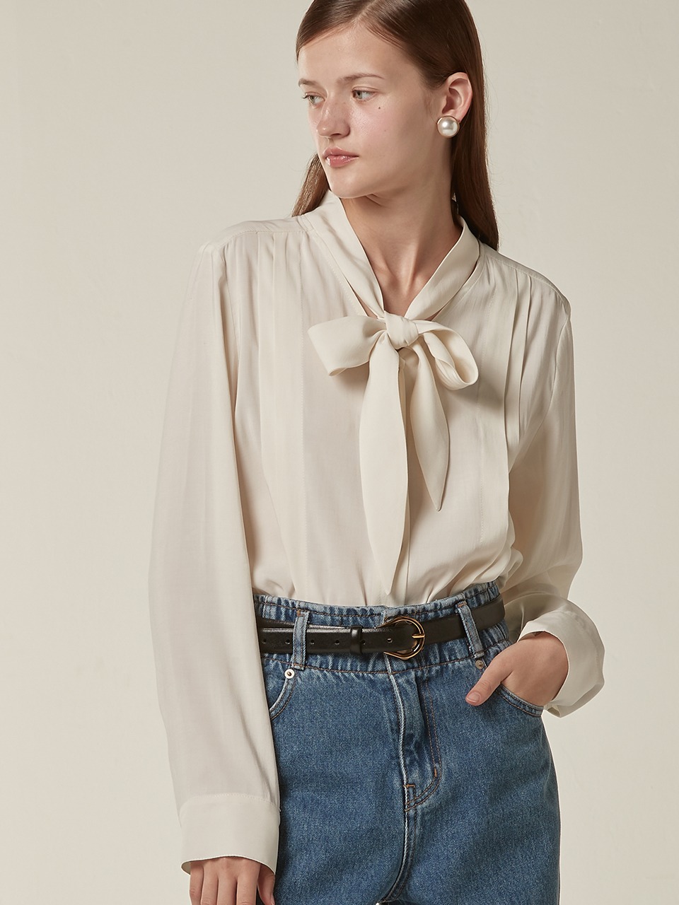 Scarf detail blouse - Ivory