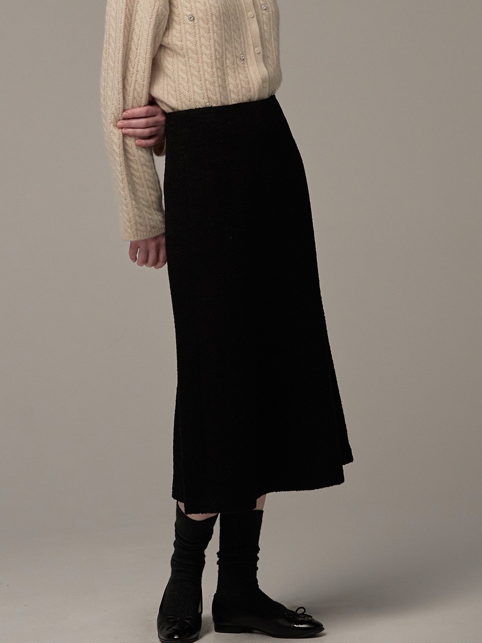 Boucle bell line skirt - Black