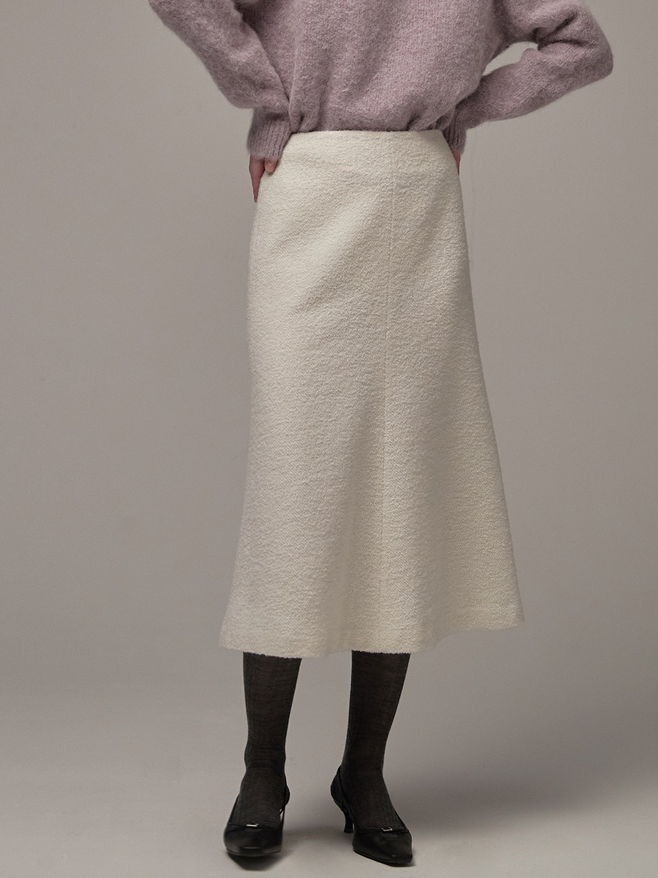 Boucle bell line skirt - Ivory