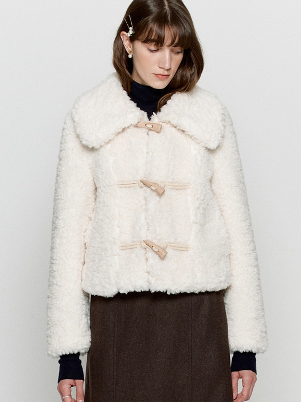 Toggle fur jacket - Ivory