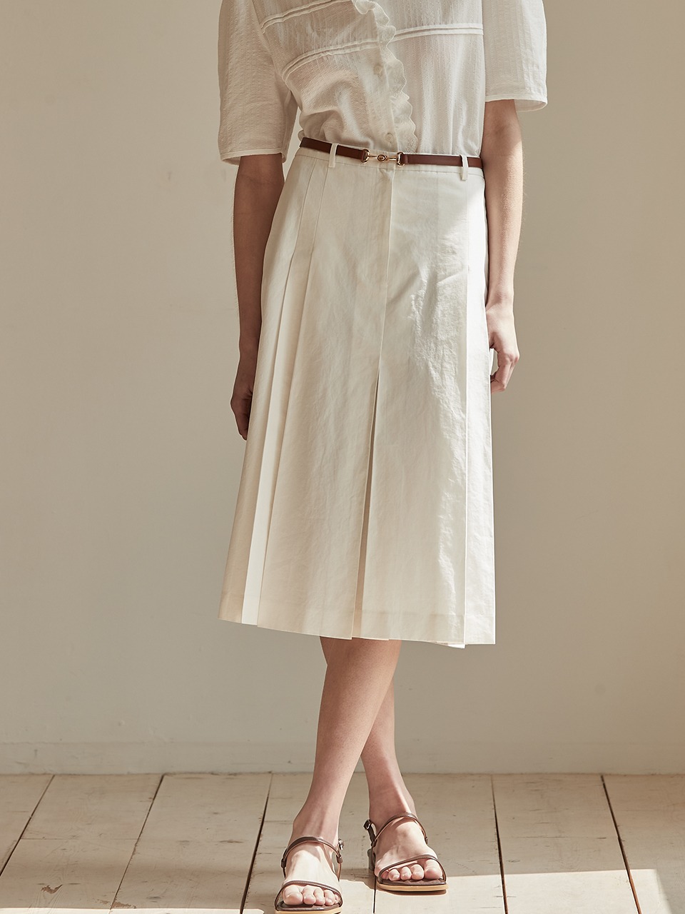 Front pleats detail skirt - Off white