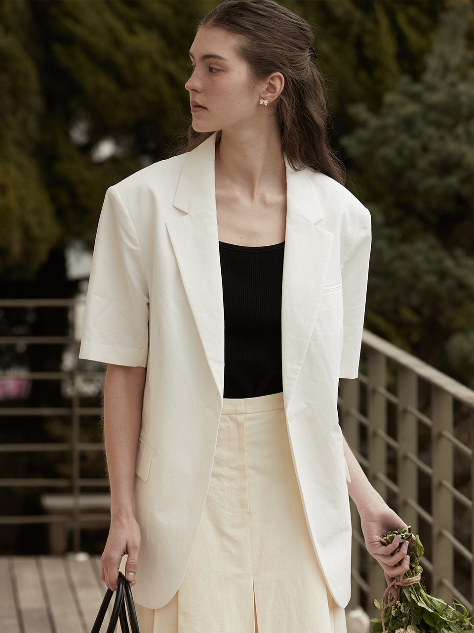 Half sleeve single jacket - Off white
