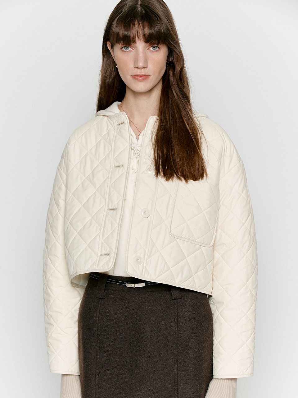 Crop quilted jumper - Pearled ivory