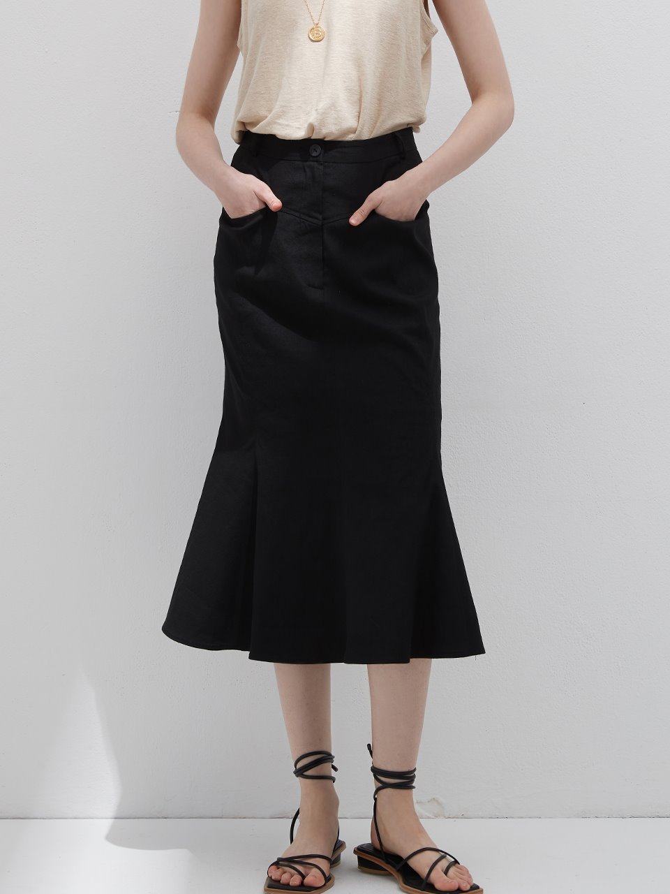 Linen mermaid skirt - Black