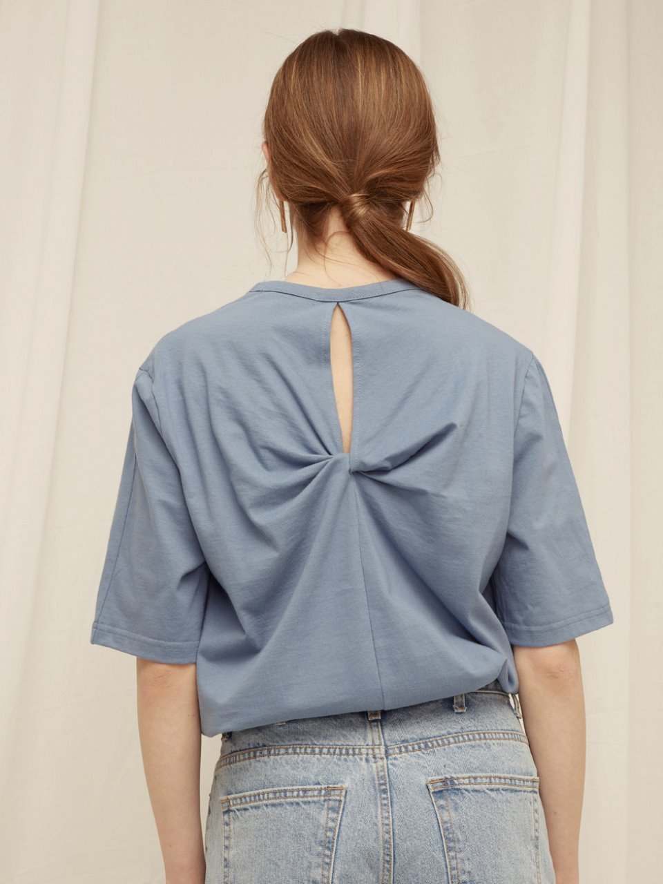 Knotted Short Sleeve T- Blue