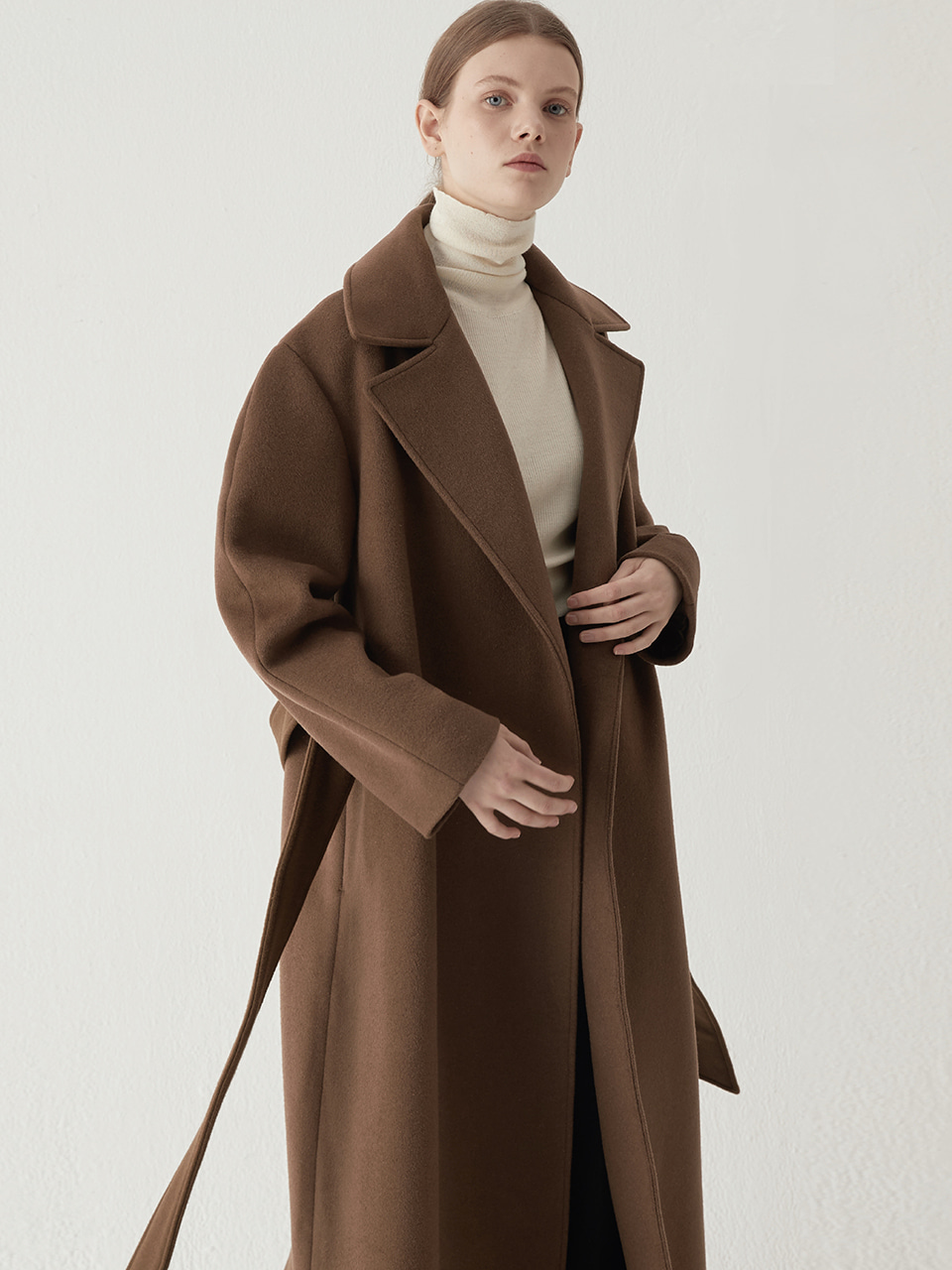 Cashmere blended maxi coat - Brown