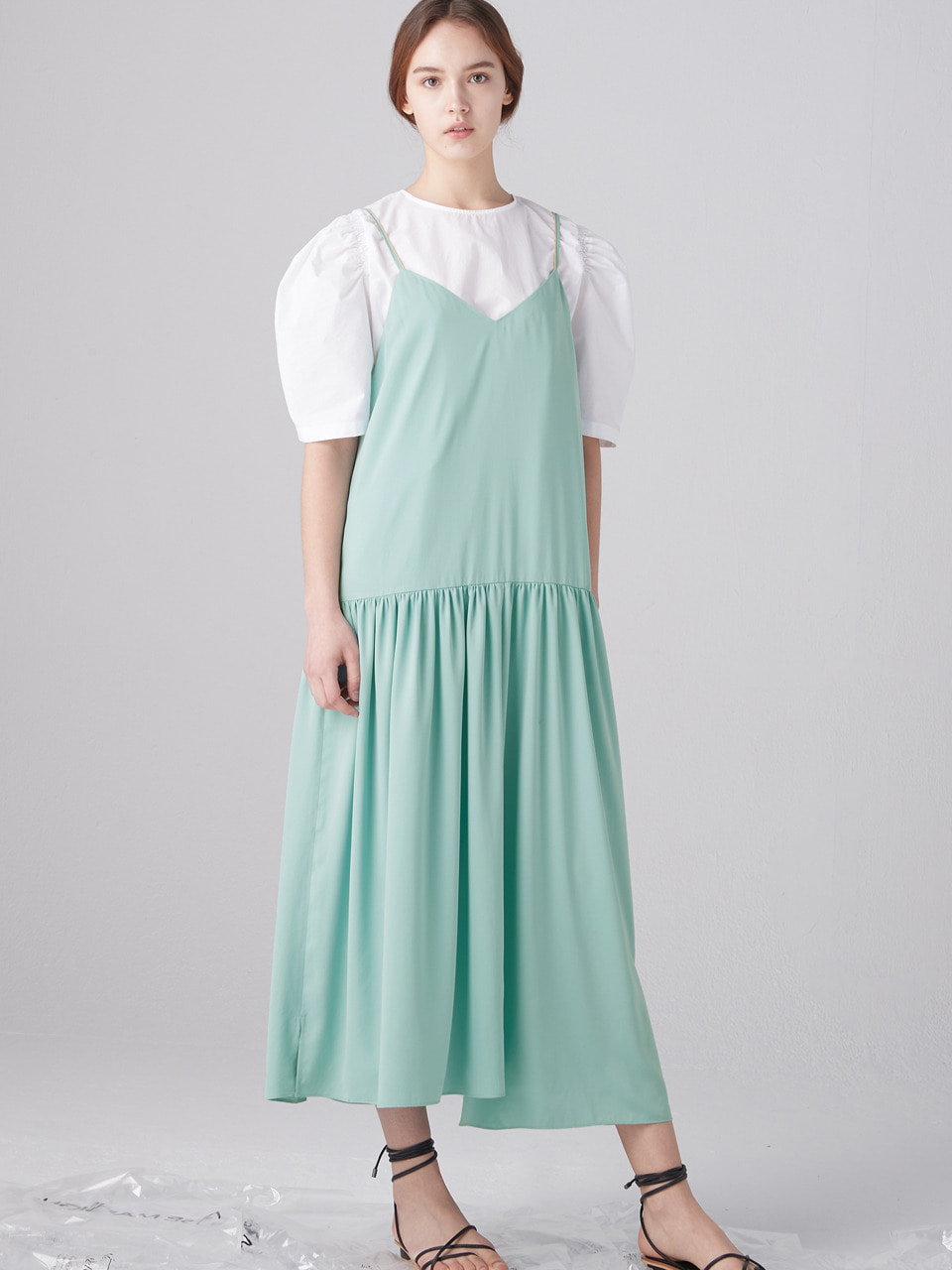 Shirring layered dress - Mint