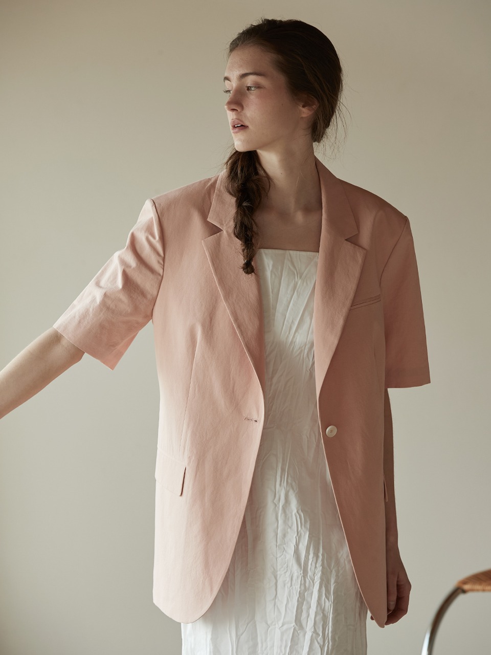 Half sleeve single jacket - Coral pink