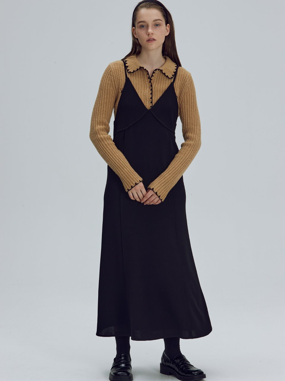 Jersey back point layered dress - 2 Color