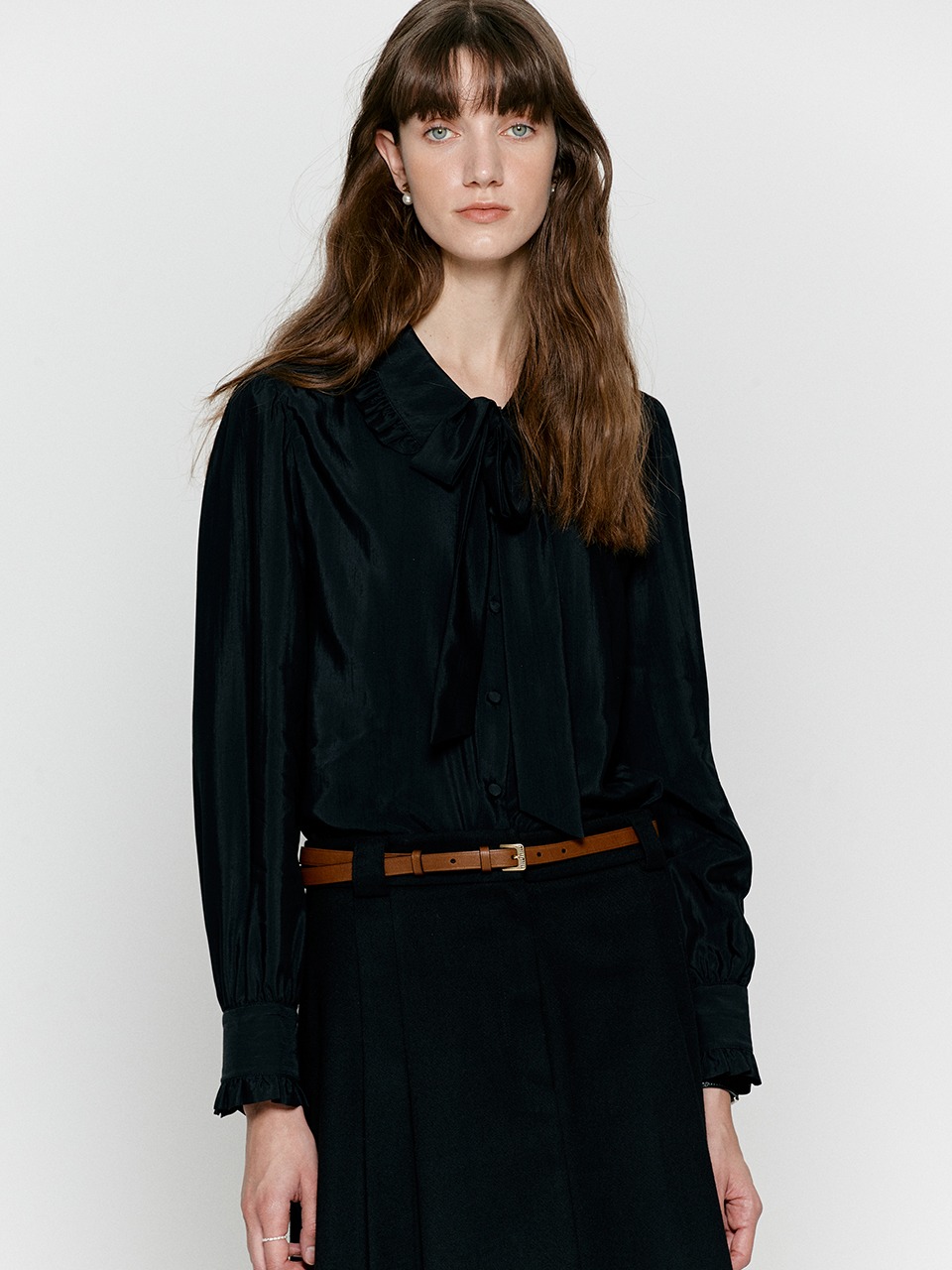 Scarf frill blouse - Black