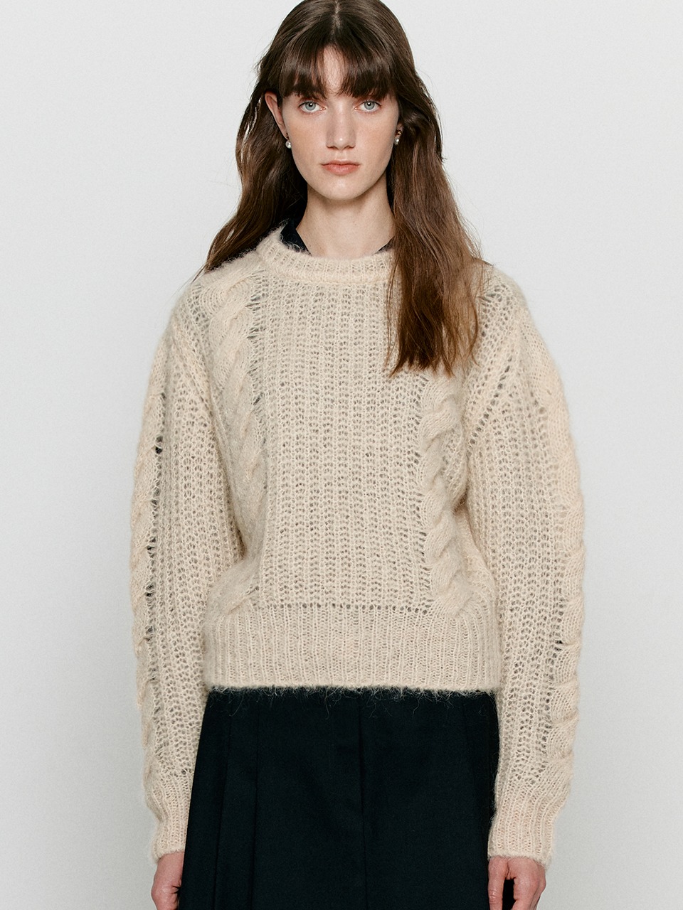 Mohair cable knit - Beige