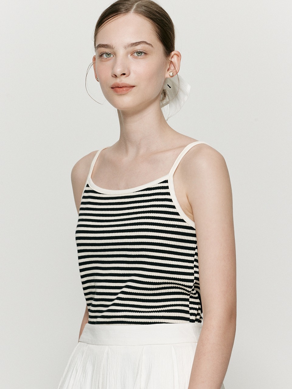 Ribbed stripe sleeveless - Black stripe